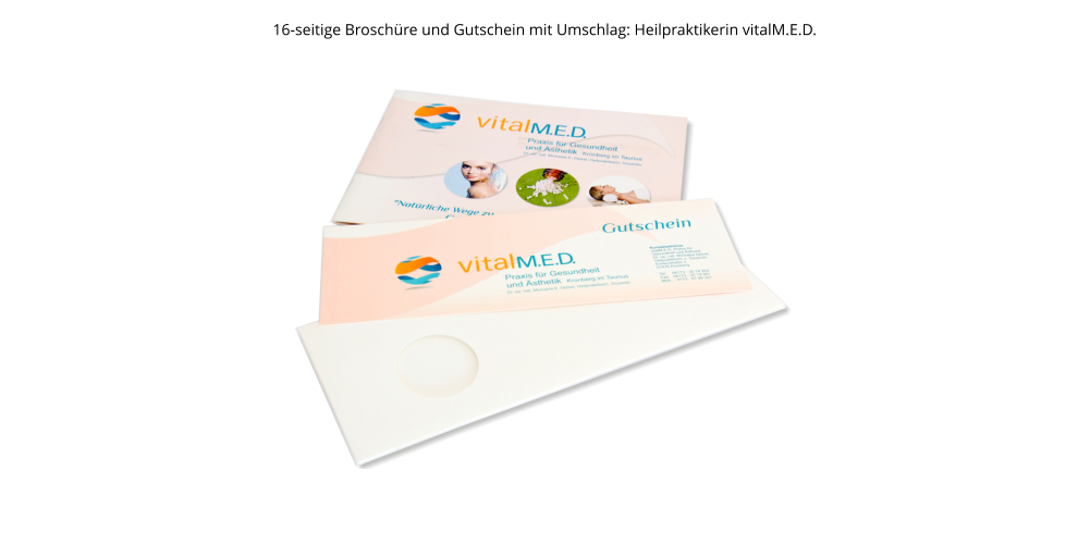 16-seitige Broschüre und Gutschein mit Umschlag: Heilpraktikerin vitalM.E.D.