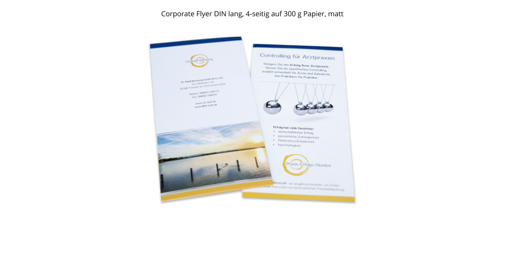 Corporate Flyer DIN lang, 4-seitig auf 300 g Papier, matt
