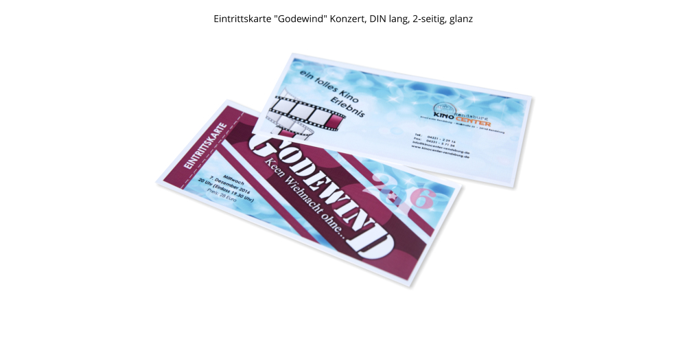 Eintrittskarte "Godewind" Konzert, DIN lang, 2-seitig, glanz